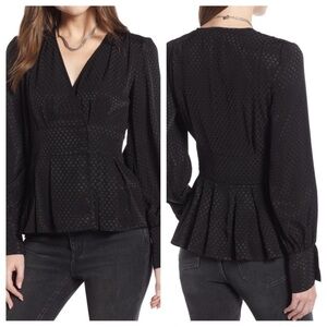 Something Navy black polka dot whimsigoth blouse